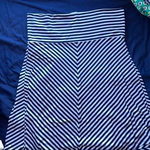 Navy and White Fold Over Waistband Skirt